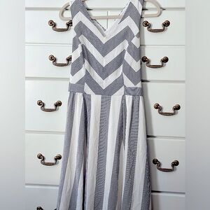 Maurice’s | Women’s 9/10 blue pinstriped dress | mid length | crisscross back